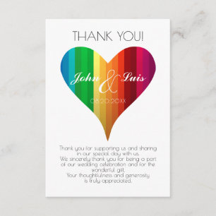 Rainbow Heart Wedding Thank You