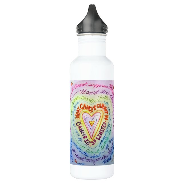 Rainbow Heart What Cancer Cannot Do 710 Ml Water Bottle (Left)
