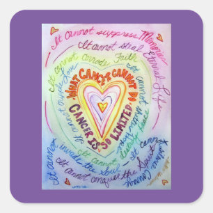 Rainbow Heart What Cancer Cannot Do Poem Stickers