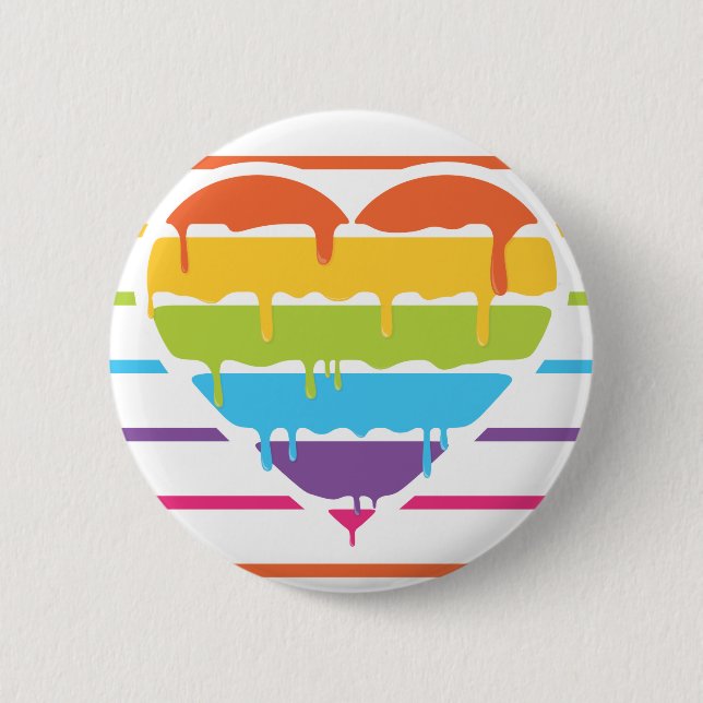Rainbow heart with drip 6 cm round badge (Front)