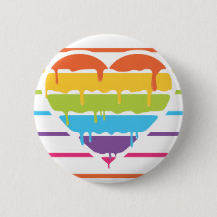 Rainbow heart with drip 6 cm round badge