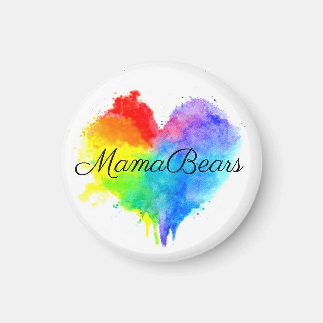 Rainbow heart with group name magnet (Front)