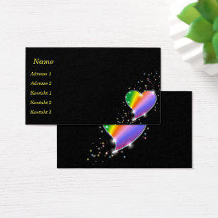 Rainbow Heart with Stars Business Cards