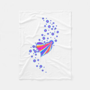 Rainbow Heart with Stars Fleece Blanket