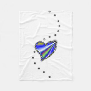 Rainbow Heart with Stars Fleece Blanket