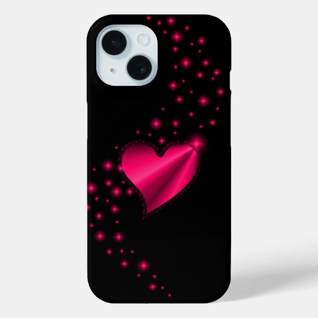 Rainbow Heart with Stars on black Case-Mate iPhone Case (Back)