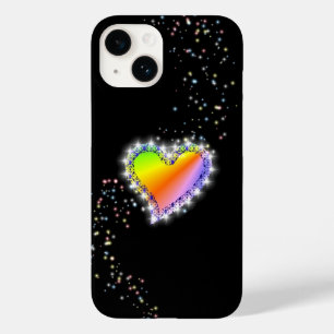 Rainbow Heart with Stars on black Case-Mate iPhone 14 Case