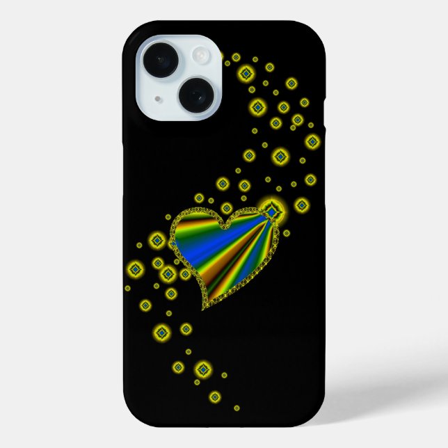 Rainbow Heart with Stars on black Case-Mate iPhone Case (Back)