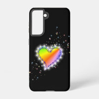 Rainbow Heart with Stars on black