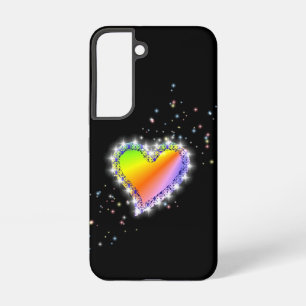 Rainbow Heart with Stars on black Samsung Galaxy Case