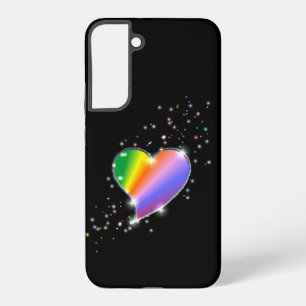 Rainbow Heart with Stars on black Samsung Galaxy Case