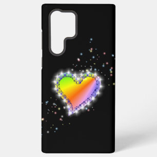Rainbow Heart with Stars on black Samsung Galaxy Case