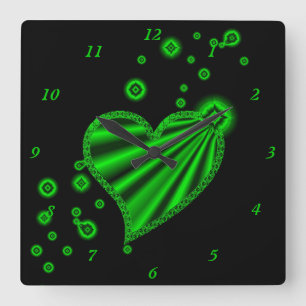 Rainbow Heart with Stars Square Wall Clock