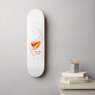 Rainbow Heart with Stars , The Magic Of Love Skateboard