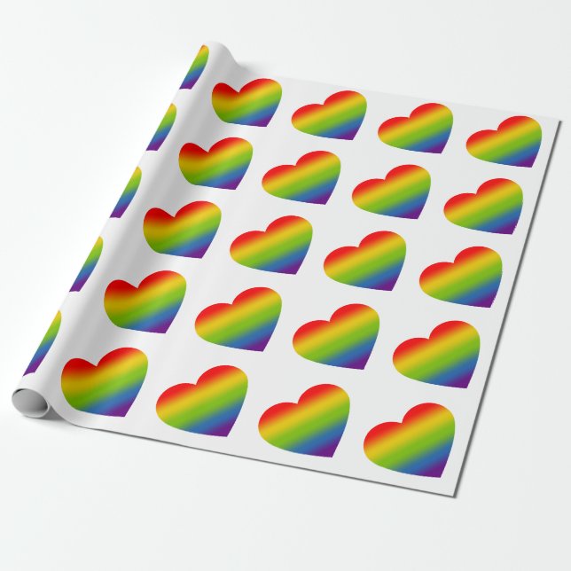 Rainbow Heart Wrapping Paper (Unrolled)