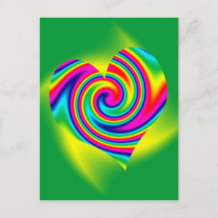 Rainbow Heart: Yellow Green Postcard