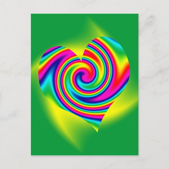 Rainbow Heart: Yellow Green Postcard (Front)