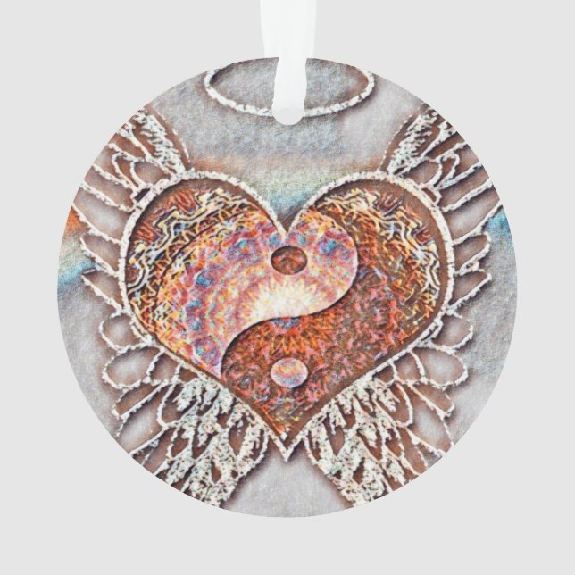Rainbow Heart Yin Yang Ornament (Back)