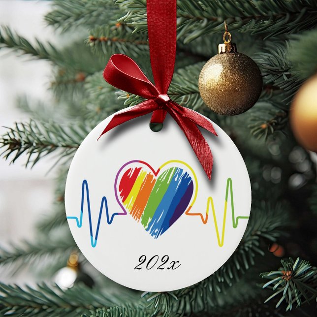 Rainbow Heartbeat | Abstract Scribble Heart Ceramic Tree Decoration (Creator Uploaded)