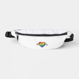 Rainbow Heartbeat Heart Vintage Engraving Design_1 Bum Bags