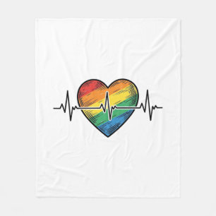 Rainbow Heartbeat Heart Vintage Engraving Design_1 Fleece Blanket