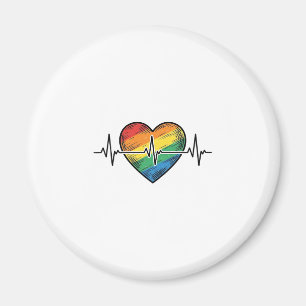 Rainbow Heartbeat Heart Vintage Engraving Design_1 Magnet