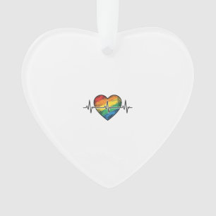 Rainbow Heartbeat Heart Vintage Engraving Design_1 Ornament