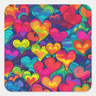 Rainbow Heartbeats | Gift Bag Square Sticker