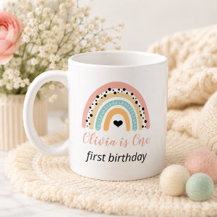 Rainbow & Hearts 1st Birthday Party Coffee Mug