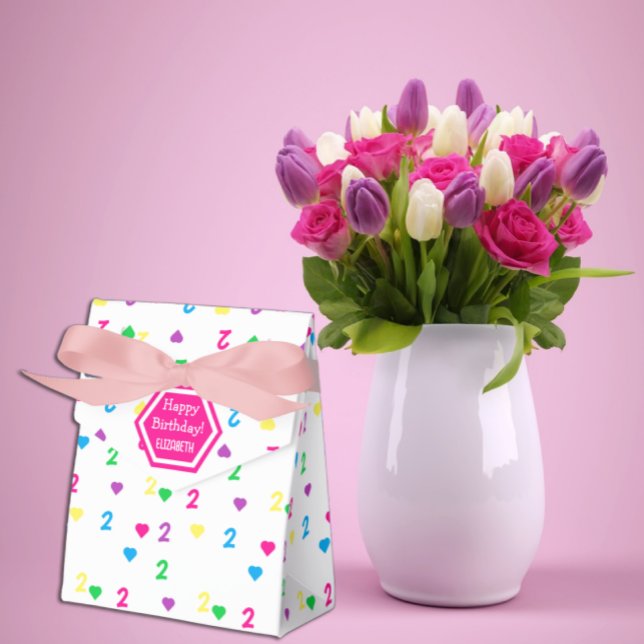 Rainbow Hearts 2nd Birthday Favour Box (Creator Uploaded)
