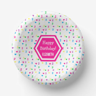 Rainbow Hearts 2nd Birthday Paper Plate