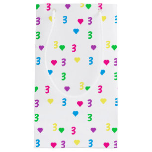 Rainbow Hearts 3rd Birthday Small Gift Bag