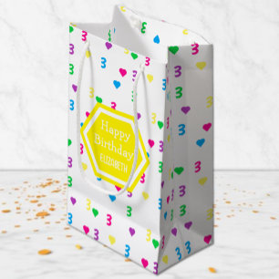 Rainbow Hearts 3rd Birthday Small Gift Bag