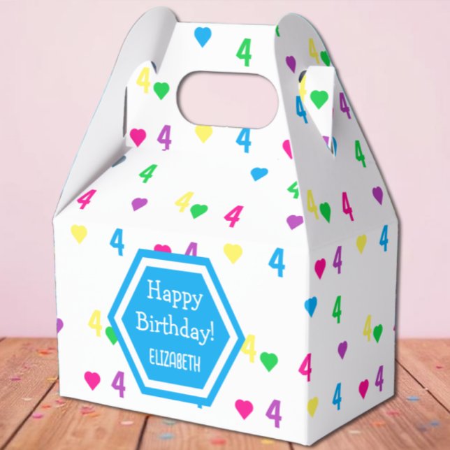 Rainbow Hearts 4th Birthday Favour Box (Creator Uploaded)