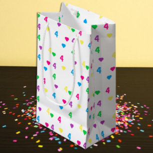 Rainbow Hearts 4th Birthday Small Gift Bag