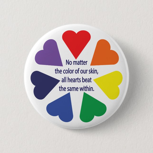 Rainbow Hearts 6 Cm Round Badge (Front)