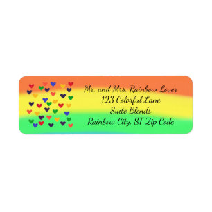Rainbow Hearts and Blends Address Labels