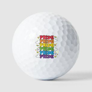 Rainbow, Hearts and Clouds - Repeated Pride Golf Balls
