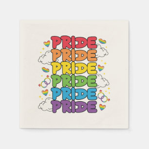 Rainbow, Hearts and Clouds - Repeated Pride Napkin