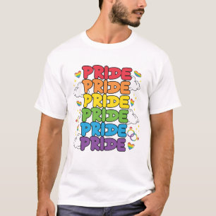 Rainbow, Hearts and Clouds - Repeated Pride T-Shirt