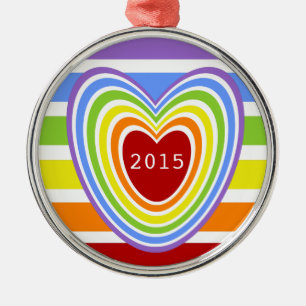 Rainbow Hearts and Stripes Metal Tree Decoration