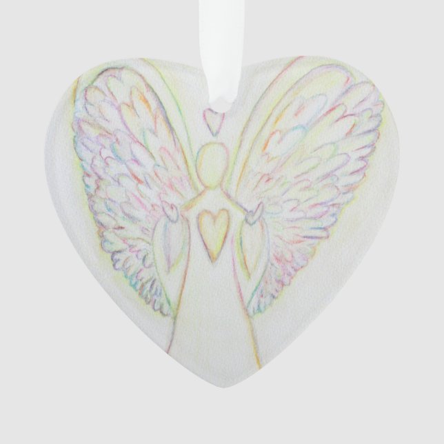 Rainbow Hearts Angel Art Gift Holiday Ornament (Front)