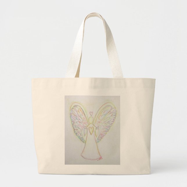 Rainbow Hearts Angel Art Tote Bag (Front)