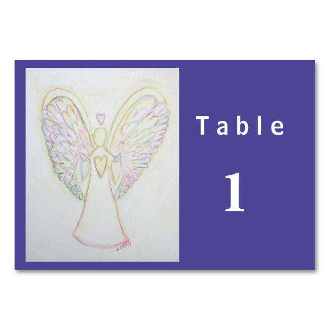 Rainbow Hearts Angel Custom Table Cards (Front)