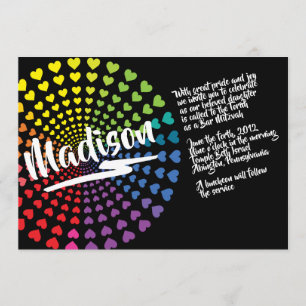 RAINBOW HEARTS Bat Mitzvah Invitation