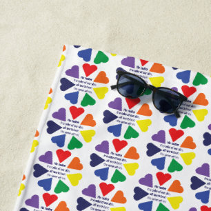 Rainbow Hearts Beach Towel