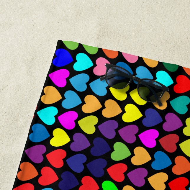 RAINBOW HEARTS BEACH TOWEL (In Situ)