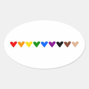 Rainbow hearts, black lives matter oval sticker