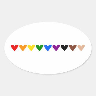 Rainbow hearts, black lives matter oval sticker