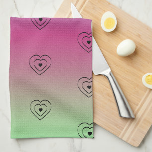 Rainbow Hearts Black Pride Heart Tea Towel